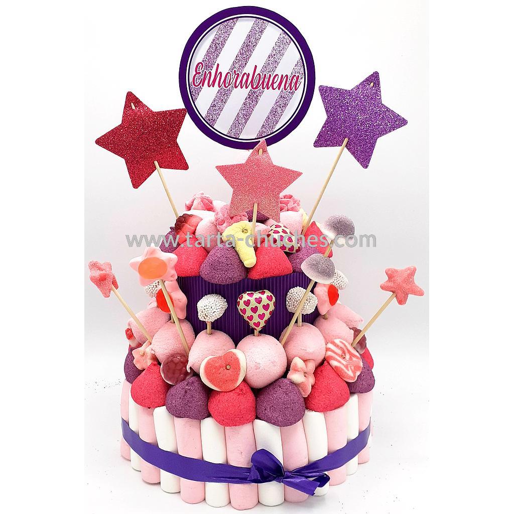 Tarta Chuches Mediana Estrellas Rosa-Morado (6 opciones)