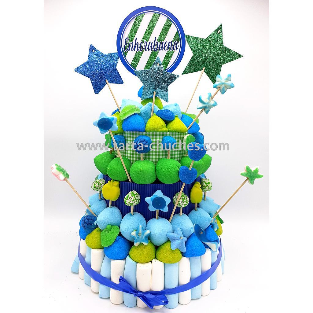 Tarta Chuches Grande Estrellas Azul-Verde (6 opciones)