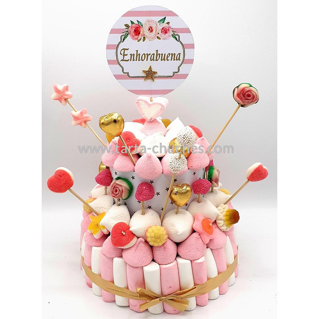 Tarta Chuches Mediana Rosa-Dorado (6 opciones)