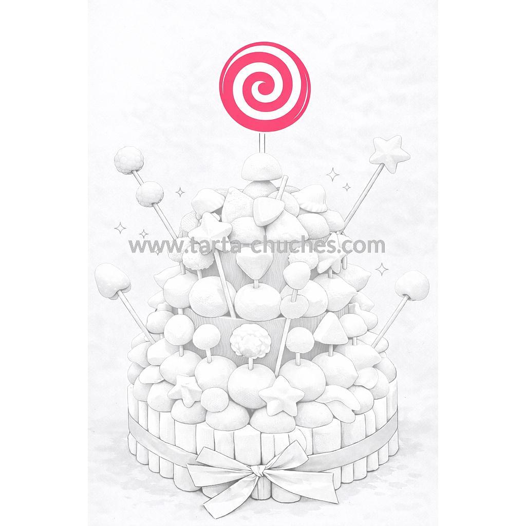 Tarta Chuches Grande "Felicidades" Rosa-Verde-Azul