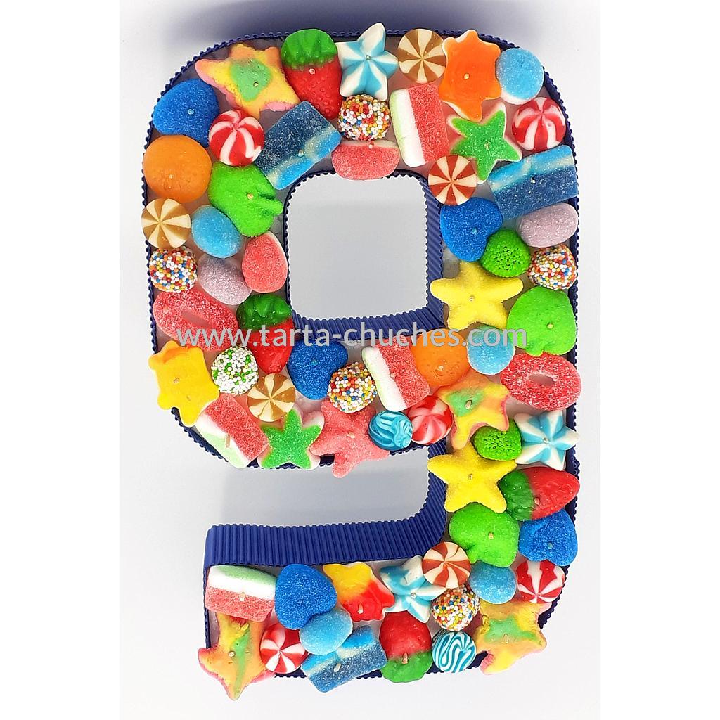 Numero con Chuches "9" años Multicolor