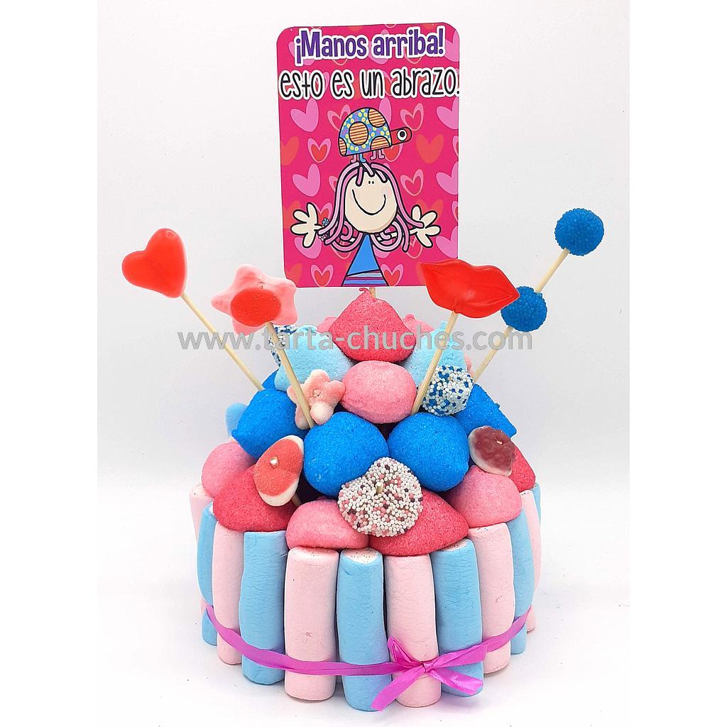 Tarta Chuches Pequeña "Manos arriba. Esto es un abrazo" Rosa