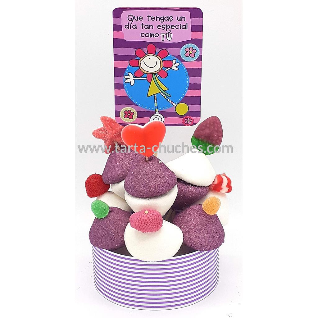 Tarta Chuches Mini Alta "Que tengas un dia tan especial como tu" Morado-Morado