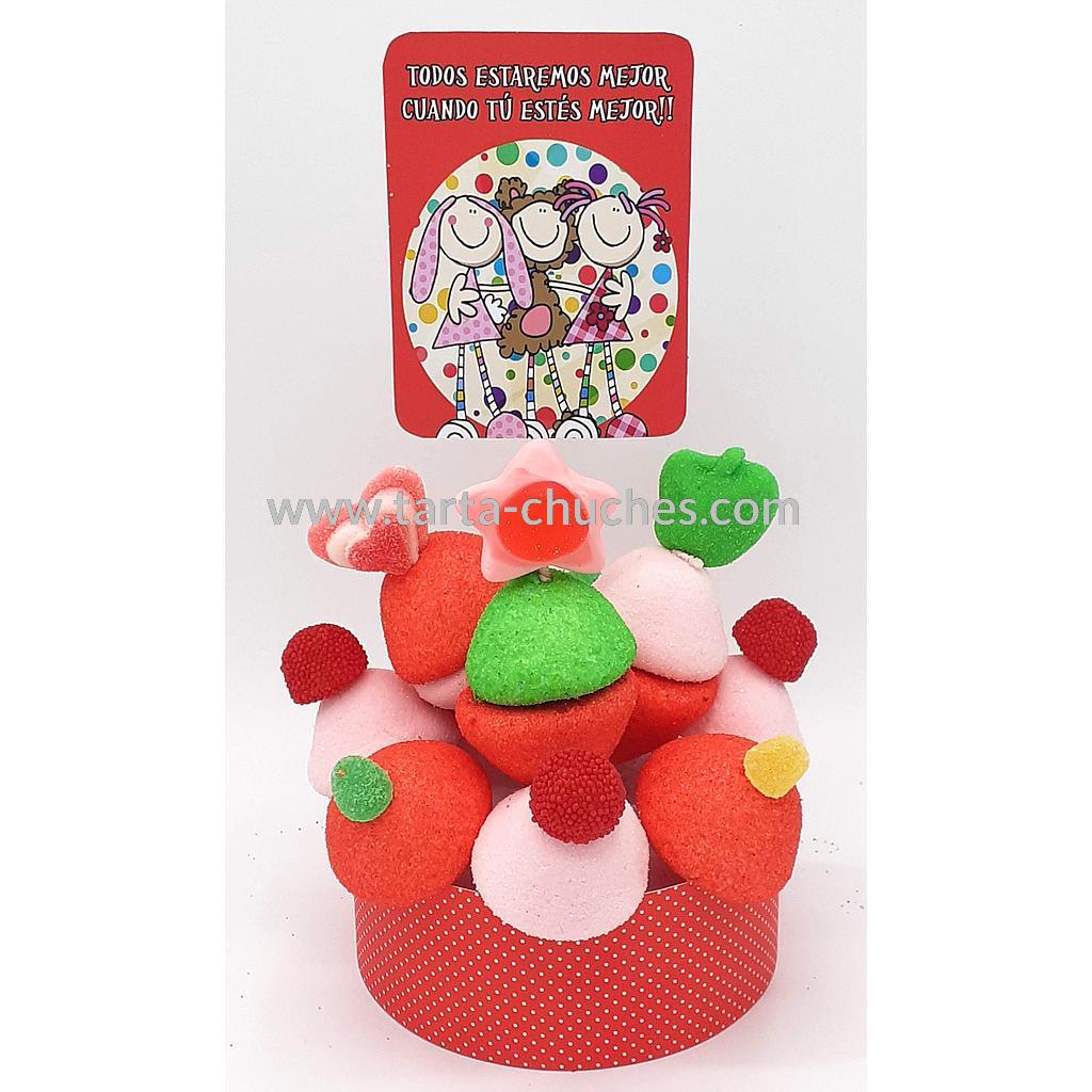 Tarta Chuches Mini Alta "Todos estaremos mejor…" Rojo-Rojo
