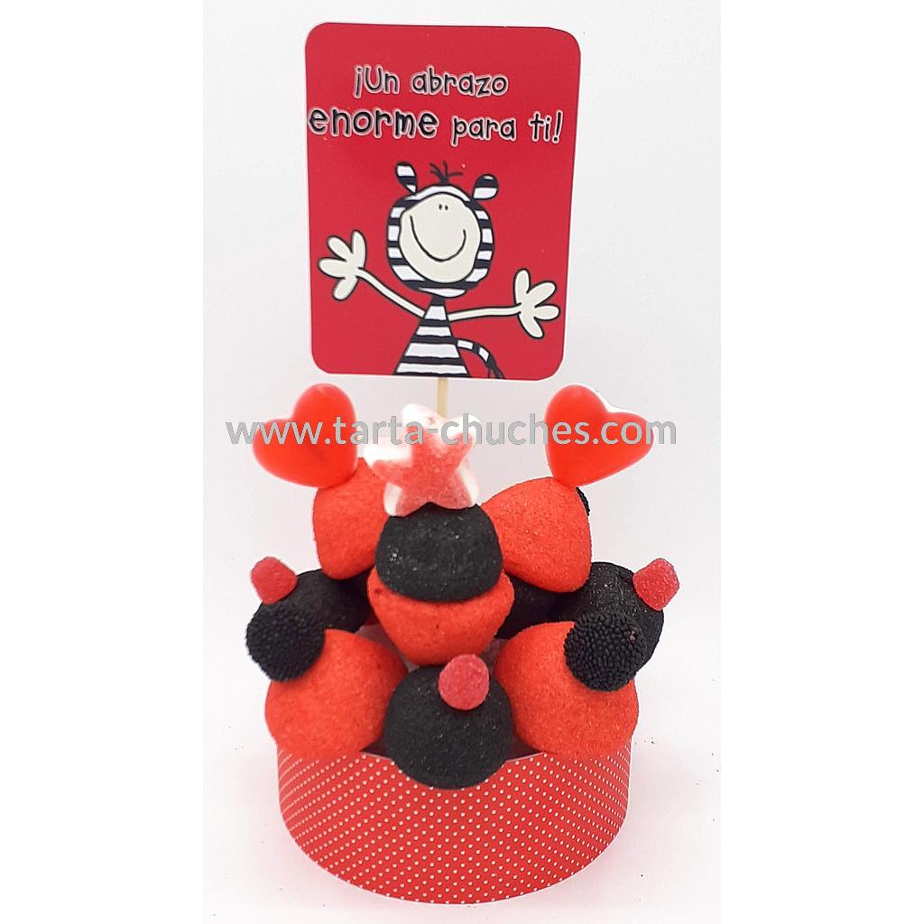 Tarta Chuches Mini Alta "Un abrazo enorme para ti" Rojo-Rojo