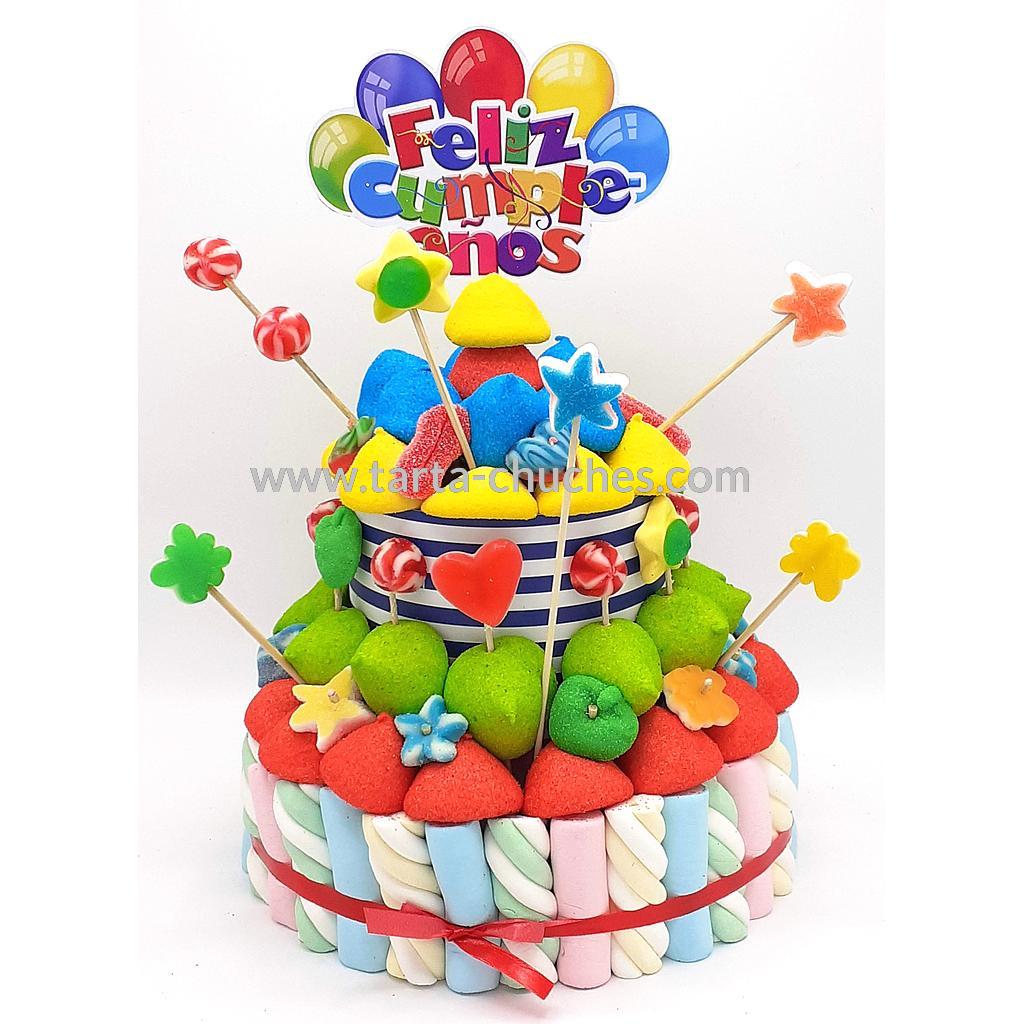 Tarta Chuches Mediana &quot;Feliz cumpleaños&quot; Multicolor