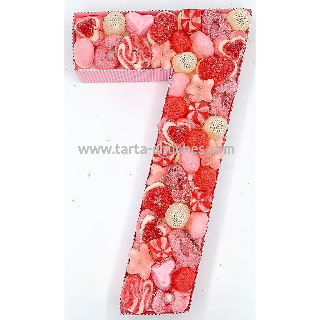 Numero con Chuches "7" años Rosa-Blanco