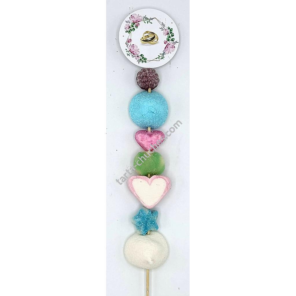 Brocheta Chuches Boda Verde-Azul-Rosa