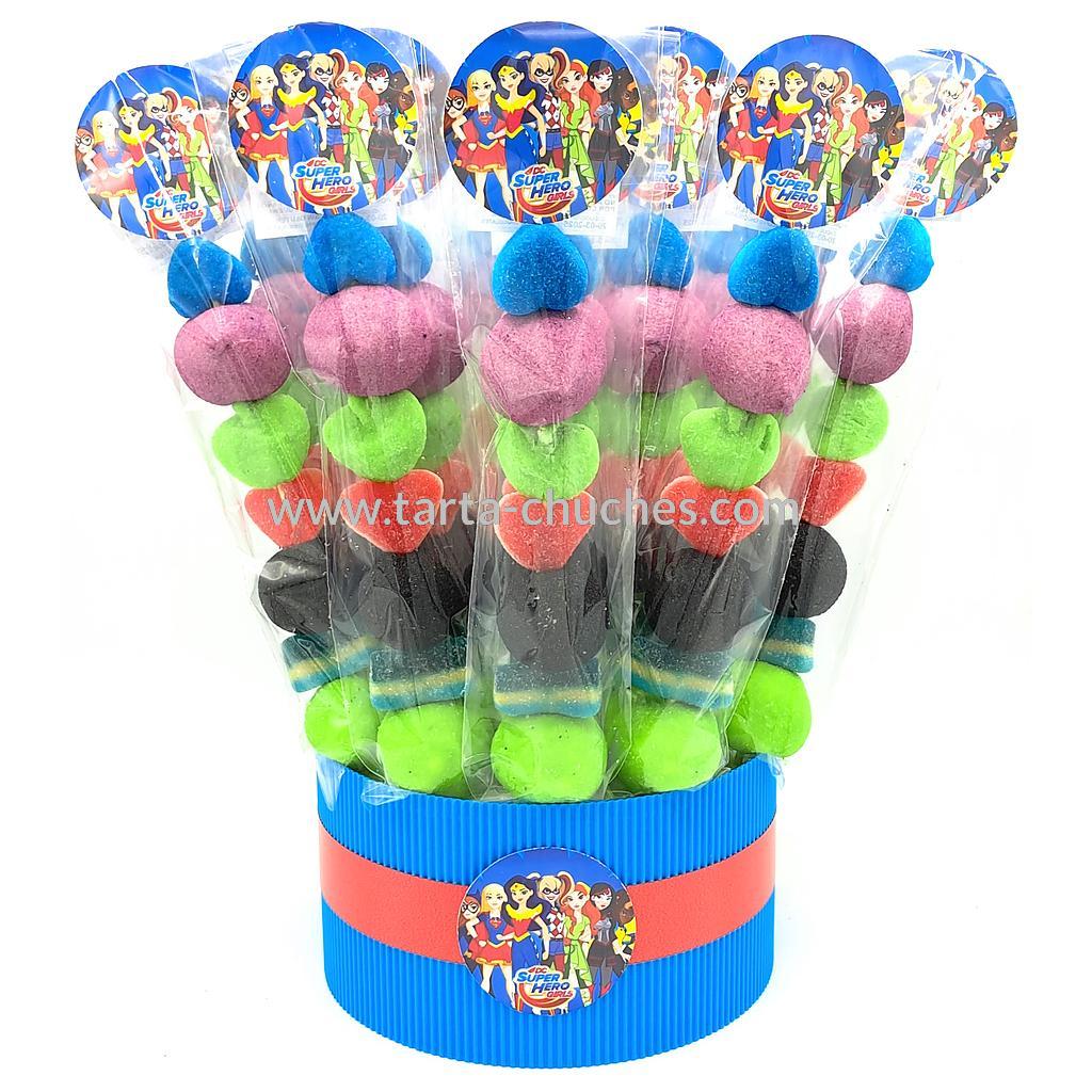 Cubo 30 Brochetas Chuches Superheroinas Femeninas