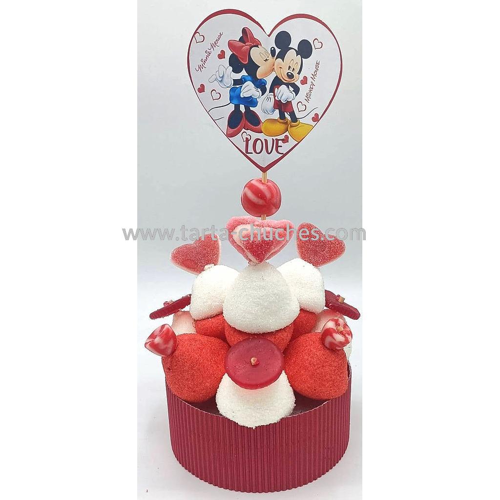 Tarta Chuches Mini Alta San Valentin &quot;Love&quot; Mickey-Minnie