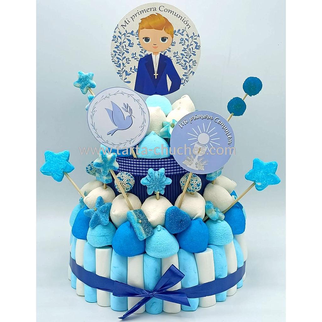 Tarta Chuches Mediana Comunion Niño Rubio Hojas