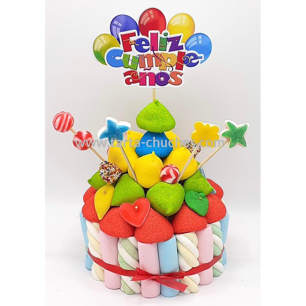 Tarta Chuches Pequeña &quot;Feliz cumpleaños&quot; Multicolor