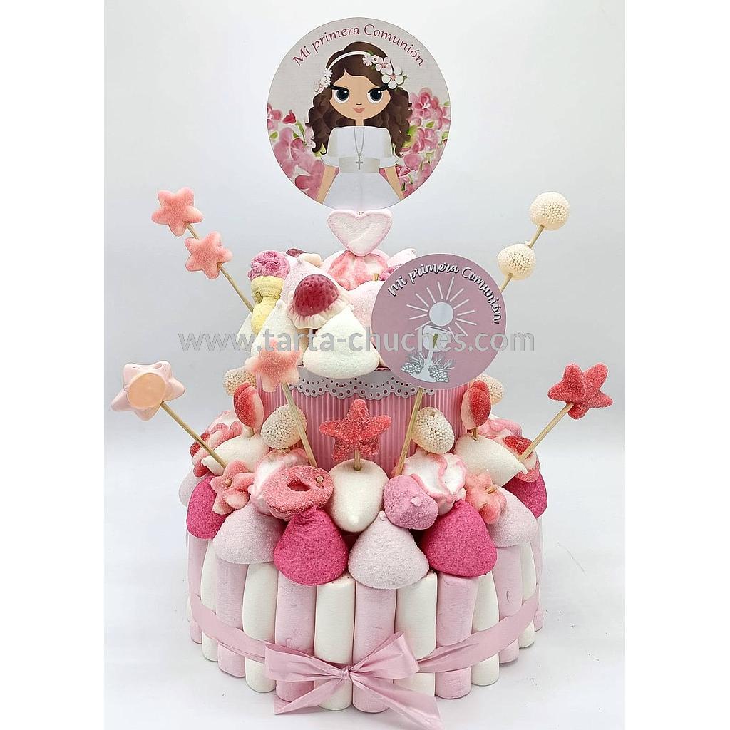 Tarta Chuches Mediana Comunion Niña Flores
