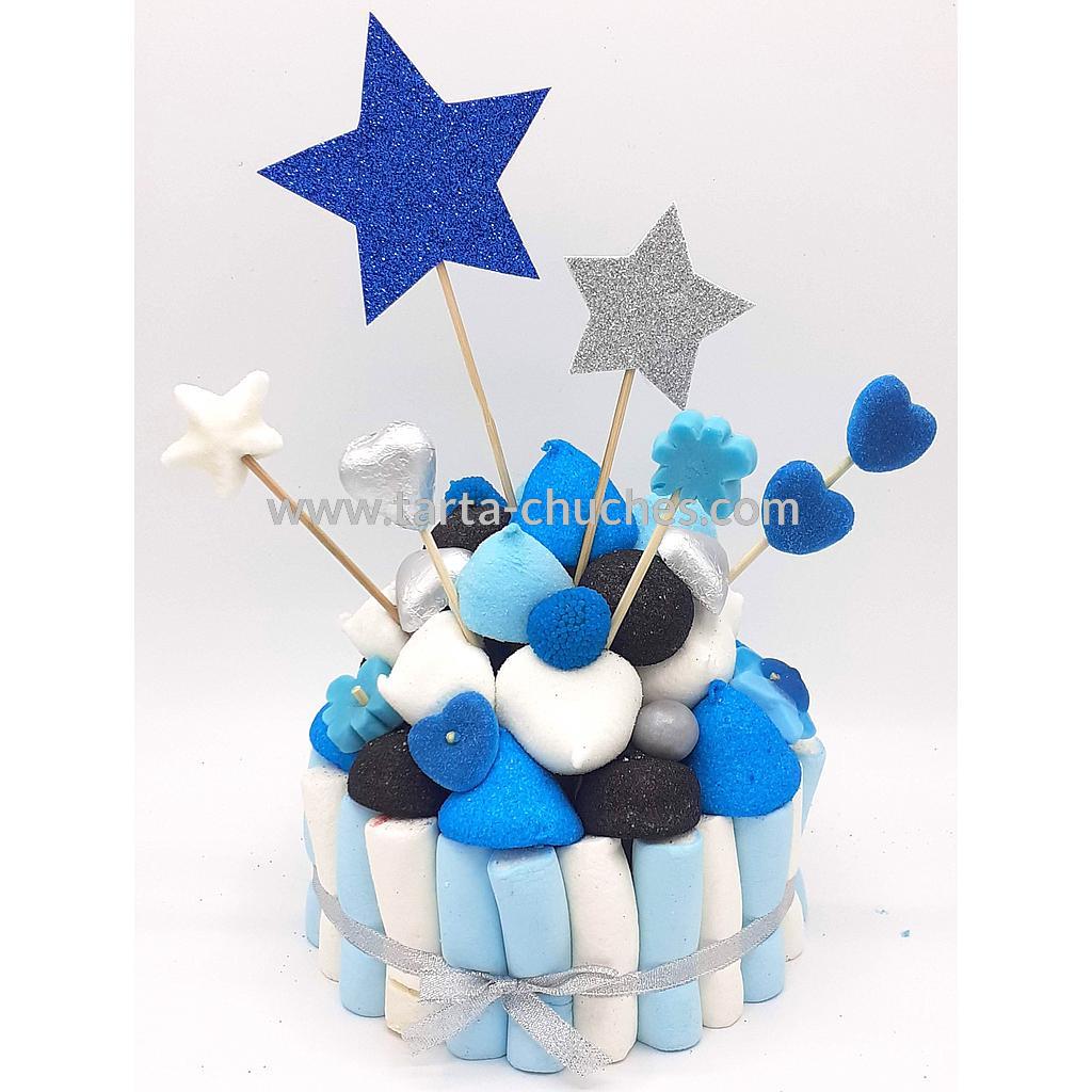 Tarta Chuches Pequeña Estrellas Azul-Negro