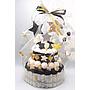 TARTA CHUCHES MEDIANA ESTRELLAS ORO-NEGRO-PLATA (copia)